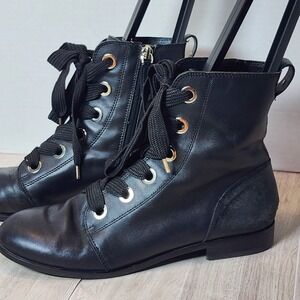 Kate Spade Combat Boots  New York Lace Up Ankle Size 8 1/2 Black